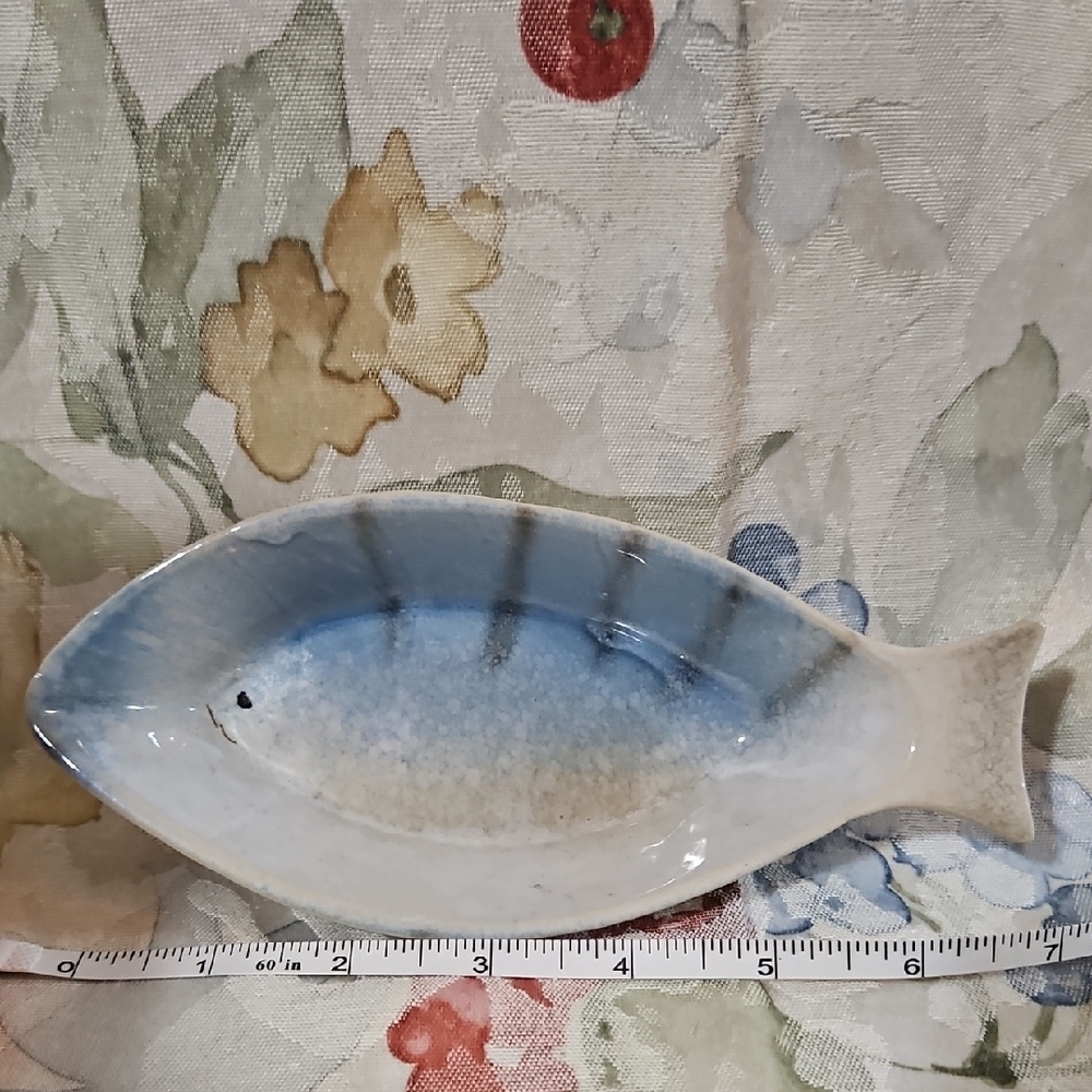 DEI Agape Ceramic 7" Fish-Shaped Dish | Green/Blue/Brown